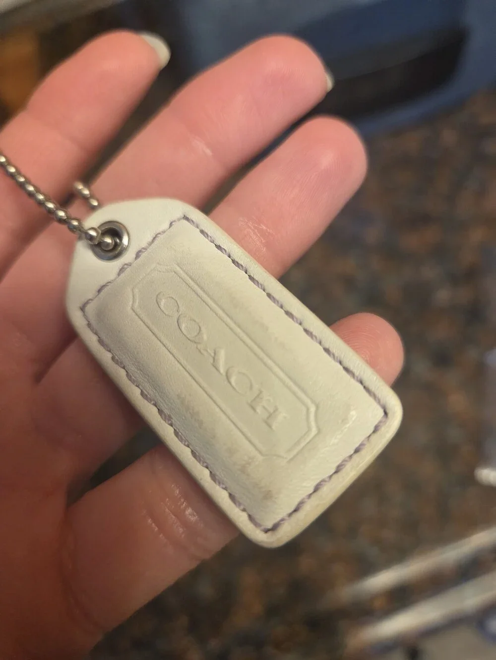 Coach Leather Hang Tag White & Purple Mini Bag Charm Key Chain Fob Replacement